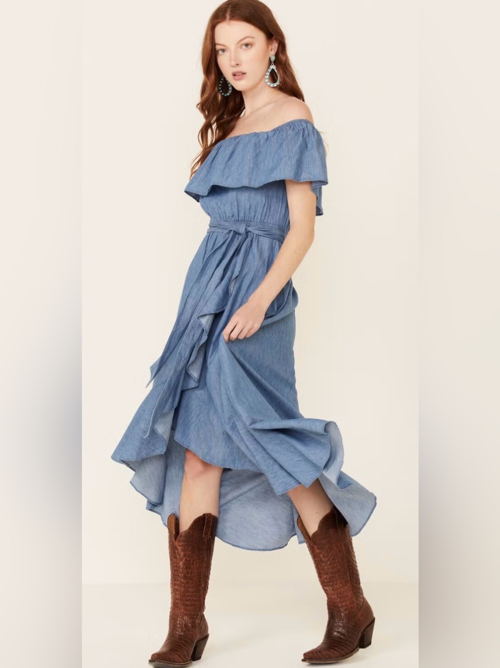 Flying Tomato Women's Off Shoulder Tulip Hem Maxi Dress